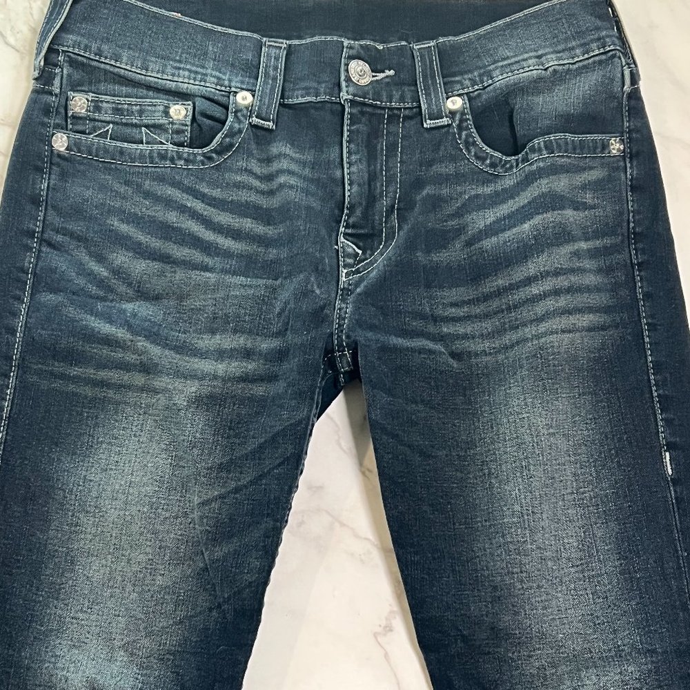 Men's True Religion Brand Jeans ROCCO Relaxed Skinny Dark Wash 32 x 34